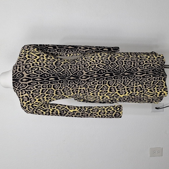 BCBGMaxAzria Brown Tan Adele Leopard Print Mobwife Authentic Wrap Dress Size S - Picture 8 of 12